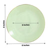 10 Pack | 8inch Glossy Sage Green Round Plastic Salad Plates With Gold Rim