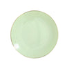 10 Pack | 8inch Glossy Sage Green Round Plastic Salad Plates With Gold Rim#whtbkgd