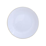 10 Pack | 8inch Glossy White Round Plastic Salad Plates With Gold Rim#whtbkgd