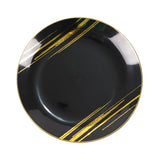 10 Pack | Black & Gold Brush Stroked 10inch Round Plastic Dinner Plates#whtbkgd