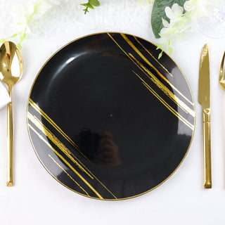 Elegant Black and Gold Dinner Plates for Your Special Occasions