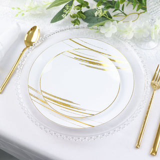 Convenient and Stylish White and Gold Dinner Plates