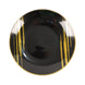 10 Pack | Black & Gold Brush Stroked 7inch Round Plastic Dessert Plates#whtbkgd