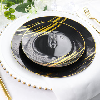 Elegant Black and Gold Dessert Plates for Your Upscale Event