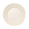 10 Pack | 7.5inch Ivory / Gold Flair Rim Disposable Salad Plates, Plastic Dessert Plates#whtbkgd