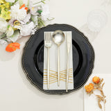 10 Pack | 10inch Black / Gold Scalloped Rim Disposable Dinner Plates
