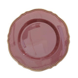 10 Pack | 10inch Cinnamon Rose Gold Scalloped Rim Plastic Dinner Plates, Disposable Party Plates#whtbkgd