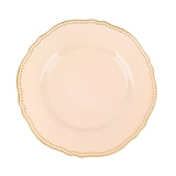 10 Pack | 10inch Nude / Gold Scalloped Rim Disposable Dinner Plates#whtbkgd