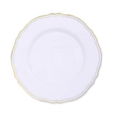 10 Pack | 10inch White / Gold Scalloped Rim Disposable Dinner Plates#whtbkgd