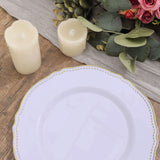 10 Pack | 9inch White / Gold Scalloped Rim Plastic Dinner Plates