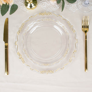 Add Elegance to Your Event with Clear and Gold Vintage Rim Salad Plates
