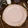 10 Pack | 10inch Blush Rose Gold Leaf Embossed Baroque Plastic Dinner Plates