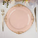 10 Pack | 10inch Blush Rose Gold Leaf Embossed Baroque Plastic Dinner Plates