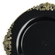 10 Pack | 10inch Black Gold Leaf Embossed Baroque Plastic Dinner Plates#whtbkgd