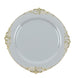 Gold Leaf Embossed Baroque Plastic Dinner Plates, Disposable Vintage Round Dinner Plates