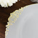 10inch Gray Gold Leaf Embossed Baroque Plastic Dinner Plates, Disposable Vintage Round Dinner Plates