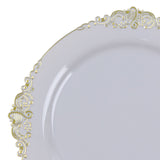 Gold Leaf Embossed Baroque Plastic Dinner Plates, Disposable Vintage Round Dinner Plates#whtbkgd