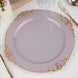 Lavender Lilac Leaf Embossed Baroque Plastic Dinner Plates, Disposable Vintage Round Dinner Plates