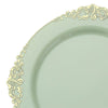 10 Pack | 10inch Round Plastic Dinner Plates in Vintage Sage Green#whtbkgd