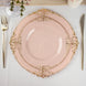 10 Pack | 8inch Blush Rose Gold Leaf Embossed Baroque Plastic Salad Dessert Plates