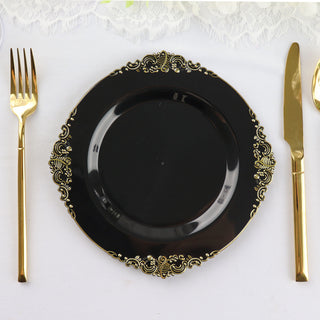 Elegant Black Plastic Salad Plates for Stylish Events