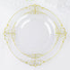 10 Pack | 8inch Clear Gold Leaf Embossed Baroque Plastic Salad Dessert Plates