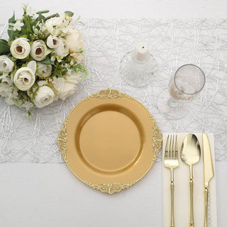 Elegant Gold Plastic Salad Plates for Stylish Events