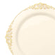 10 Pack | 8inch Round Plastic Dessert Salad Plates In Vintage Ivory#whtbkgd