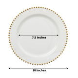 10 Pack | 10inch Clear / Gold Beaded Rim Disposable Dinner Plates