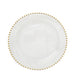 10 Pack | 10inch Clear / Gold Beaded Rim Disposable Dinner Plates#whtbkgd