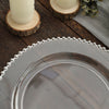 10 Pack | 10inch Clear / Silver Beaded Rim Disposable Dinner Plates