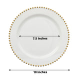 10 Pack | 10inch White / Gold Beaded Rim Disposable Dinner Plates