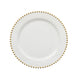 10 Pack | 10inch White / Gold Beaded Rim Disposable Dinner Plates#whtbkgd