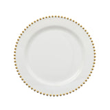 10 Pack | 10inch White / Gold Beaded Rim Disposable Dinner Plates#whtbkgd