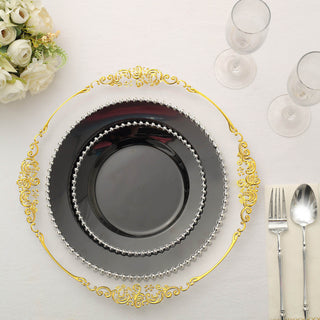 Stylish and Practical Black / Silver Dessert Party Plates