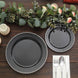 10 Pack | 8inch Black / Silver Beaded Rim Disposable Salad Plates, Disposable Appetizer Plates