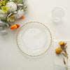 10 Pack | 8inch Clear / Gold Beaded Rim Disposable Salad Plates