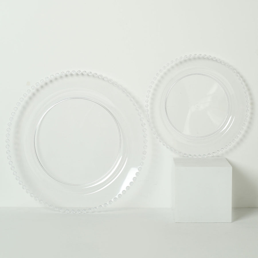 10 Pack | 8inch Clear Beaded Rim Disposable Salad Plates