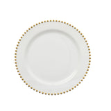 10 Pack | 8inch White / Gold Beaded Rim Disposable Salad Plates#whtbkgd