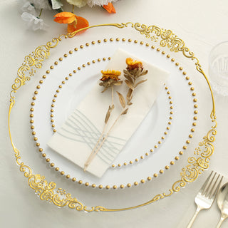 Elegant and Understated White / Gold Appetizer Party Plates