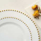 10 Pack | 8inch White / Gold Beaded Rim Disposable Salad Plates