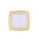 10 Pack | Gold and White 7inch Square Plastic Dessert Salad Plates With Diamond Rim