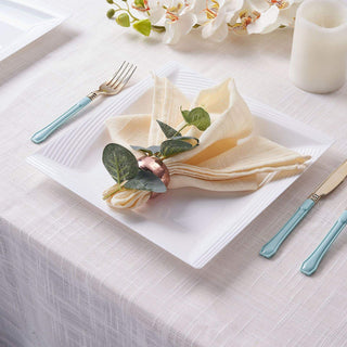 Elevate Your Tablescapes with White Square Geometric Ridge Trim Plastic Dinner Plates