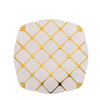 10 Pack | White/Gold 10inch Plastic Square Geometric Dinner Plates#whtbkgd