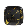 10 Pack | 8inch Black / Gold Marble Square Plastic Salad Plates, Disposable Party Plates#whtbkgd