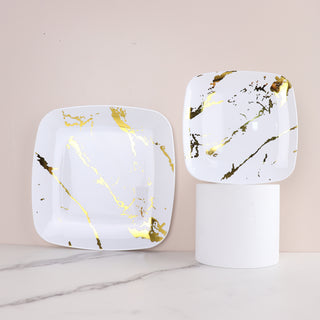 Elevate Your Table Aesthetics with White and Gold Marble Plates