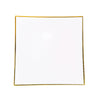 10 Pack | 10inch White / Gold Concave Modern Square Plastic Dinner Plates, Disposable Plates#whtbkgd