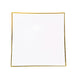 10 Pack | 10inch White / Gold Concave Modern Square Plastic Dinner Plates, Disposable Plates#whtbkgd