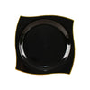 10 Pack | 10inch Black / Gold Wavy Rim Modern Plastic Dinner Plates, Disposable Party Plates#whtbkgd