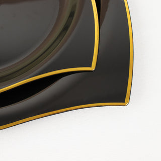 Sturdy and Impressive Black/Gold Hard Plastic Dessert Plates